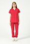 Pomegranate Flower Lycra Scrubs Cargo Pocket Jogger Leg Forma Bat Sleeve Set Unisex - 2