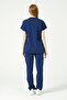 Cobalt Blue Lycra Scrubs Cargo Pocket Doctor Nurse Uniform Bat Sleeve Set Unisex - 4