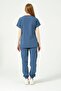 Indigo Lycra Scrubs Cargo Pocket Jogger Leg Doctor Nurse Uniform Bat Sleeve Set Unisex - 4