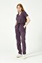 Plum Lycra Scrubs Cargo Pocket Doctor Nurse Uniform Bat Sleeve Set Unisex - 4