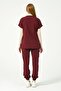 Burgundy Lycra Scrubs Cargo Pocket Jogger Leg Doctor Nurse Uniform Bat Sleeve Set Unisex - 4