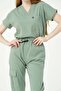 Green Lycra Scrubs Cargo Pocket Doctor Nurse Uniform Bat Sleeve Set Unisex - 7