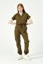 Khaki Lycra Scrubs Cargo Pocket Jogger Leg Doctor Nurse Uniform Bat Sleeve Set Unisex - 5