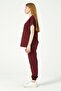 Burgundy Lycra Scrubs Cargo Pocket Jogger Leg Doctor Nurse Uniform Bat Sleeve Set Unisex - 3