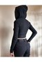 Double zipper crop Soft soft fabric zipper hooded crop - 7