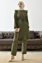 Front Pleated Ruffle Detail Set - Khaki - 5
