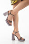 women's pointed platform high thick heeled evening shoes with stones