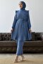 Pleated Front Ruffle Detail Set - Indigo - 5