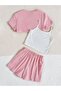Kids' Smile Printed Cropped t-shirt, Sleeveless Cropped Top and Top Bottom Set - 2