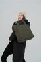 Khaki Color Embossed Puff Fabric Shopper Bag - 2