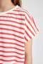 B6697A8 Girls' Oversize Fit Jersey Stripe Short Sleeve T-Shirt - 4