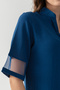 Women's Indigo Chief Collar Sleeves Tulle Loose Cut Blouse - 3