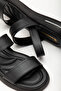 Women's Black Skin Comfortable Fit Poly Sole Double Strap Sandals - 3