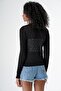 Woman's V-Neck Buttoned Trko Cardigan Black 24S166 - 6