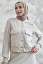 Linen Suit with Striped Jacket Skirt - Red - 2