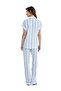 Women's Buttoned Front Short Sleeve Blue Striped Pajamas Set C2T5N3O15- - 4