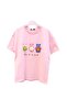 Pink Bear Printed Knitted Flower Embroidered Short Sleeve Girl's T-shirt - 5