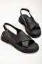 Women's Black Ankle Strap Cross Strap Poly High Sole Sandals