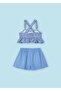 Girl's Crop Suit with Shorts Blue - 2