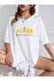 Women's Oversize Aloha Summer Design Printed T-Shirt Short Sleeve Summer Combed Cotton T-Shirt