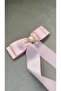 Women's Pearl Detailed Grogen Ribbon Bow Automatic Buckle - 2
