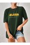 Women's Oversize Aloha Summer Design Printed T-Shirt Short Sleeve Summer Combed Cotton T-Shirt - 2