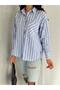 Women's Cross Pocket Striped Long Sleeve Shirt - 4