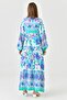 Ethnic Floral Patterned Buttoned Prevailing Collar Balloon Sleeve Midi Length Wide Flared Cut Summer Dress 2243 - 3