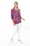 Women's Plus Size Plum Collar and Sleeves Glitter Stripe Detailed Long Sleeve Blouse 65N37709 - 3