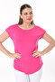 Women's Plus Size Neon Pink Crew Neck Low Sleeve Blouse 65N37706