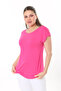 Women's Plus Size Neon Pink Crew Neck Low Sleeve Blouse 65N37706 - 8