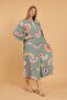 Women's long sleeve full length printed woven dress - 6