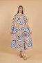 Women's long sleeve full length printed woven dress