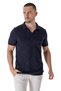 Men's Polo Neck Knit Detailed Cotton Thin Sports Knitwear T-shirt Navy Blue 23s2010