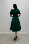 Crepe Fabric Belt Detail Dress - Emerald Green - 5
