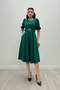 Crepe Fabric Belt Detail Dress - Emerald Green - 4