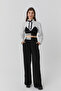 Waist Detailed High Waist Fabric Trousers Black - 3