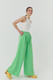 Tie Detailed Wide Leg Trousers Green - 3