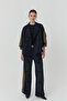 Patterned Trousers with Elastic Waist Match Detail Navy Blue - 4