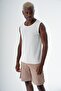 Men's Crew Neck Flexible And Mesh Textured Sleeveless Knitwear Singlet White 24S269 - 2