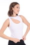 Women's White Double Strap Buckle Ribbed Camisole Body - 5