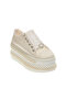 Glitter Sneakers for Brides: Ivory Detailed 7cm Flat Platform - 3