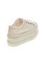 Glitter Sneakers for Brides: Ivory Detailed 7cm Flat Platform - 5