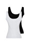 Siyah-Beyaz 2'li Paket Fitted/Vücuda Oturan Havuz Yaka Fitilli Esnek Örme Atlet TWOSS24AL00050 - 15