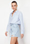Blue Ripped High Waist Denim Shorts TWOSS24SR00132 - 3