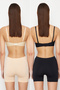 Siyah-Ten 2'li Paket Seamless/Dikişsiz Boxer Örme Külot THMSS24KU00032 - 2