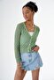 Women's Lace-Like Knit V-Neck Buttoned Cardigan Green 24S166 - 3