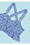 Girl's Crop Suit with Shorts Blue - 3