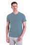 Indigo Plain Regular Fit 100% Cotton V-Neck T-Shirt - 4