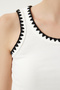 Embroidered Detailed Strappy Knitted Blouse White Lhf0003 - 5